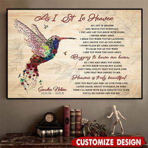 As I Sit In Heaven-Personalized Memorial Hummingbird Poster