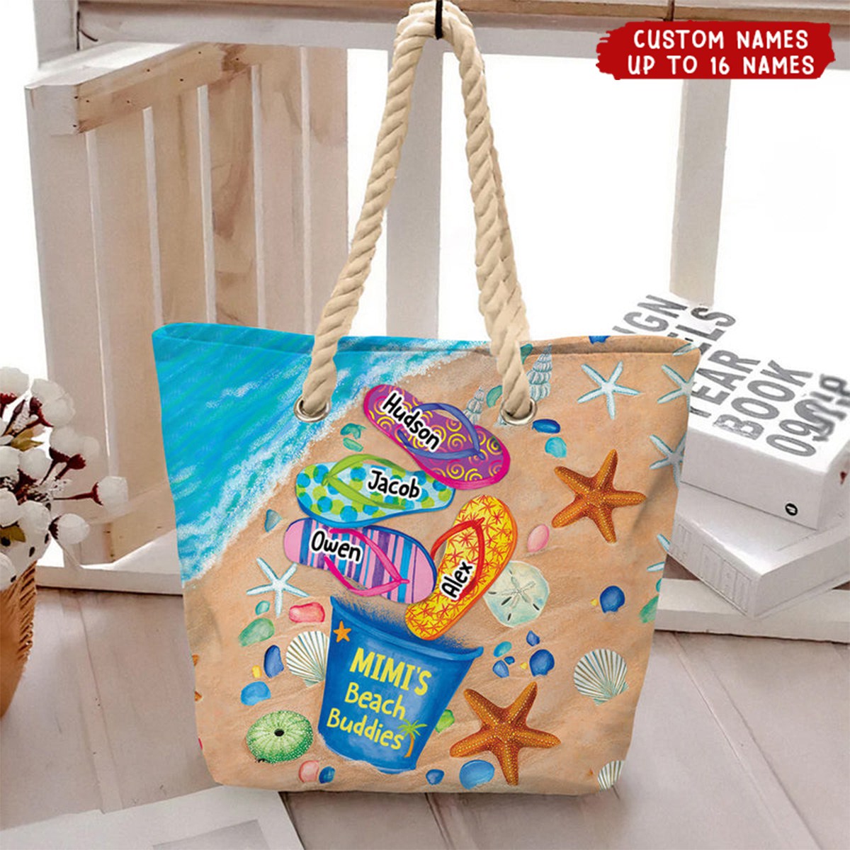 Nana's Beach Buddies Summer Flip Flop - Personalized Beach Bag - Gift for Grandmas Moms Aunties