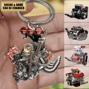 Drag Racing Hot Rod V8 Engine, Custom Drag Racing Acrylic Keychain, Gift For Racing Lovers