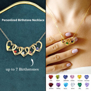 Personalized Mother Necklace with Birthstones & Engraved Names-Gift for Mother's Day