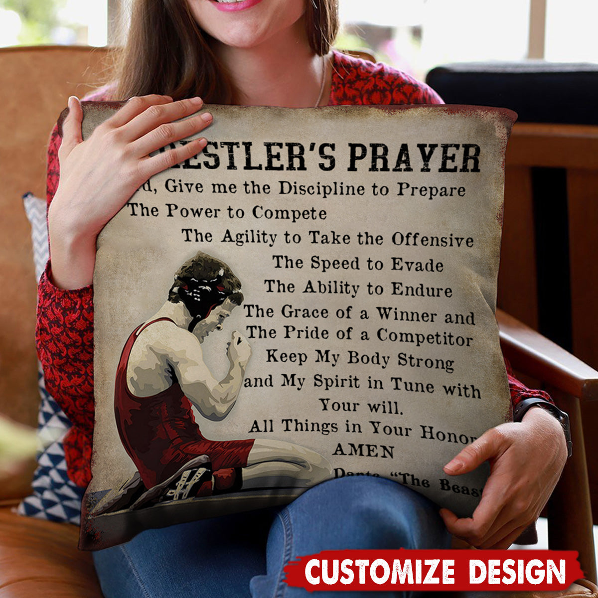 A Wrester's Prayer - Personalized Wrestling Pillow - Gift For Wrestling Lovers