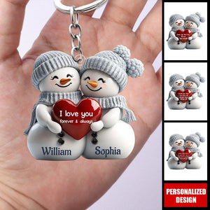 2024 New Release Couple Snowman Personalized Acrylic Keychain