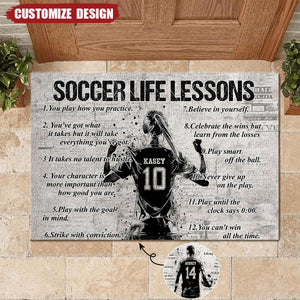 Personalized Soccer Life Lessons Doormat - Gift For Soccer Lovers