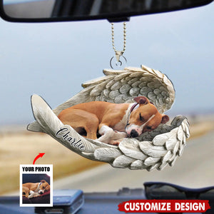 In Angel Wings - Personalized Memorial Car Ornament, Gift For Pet Lovers