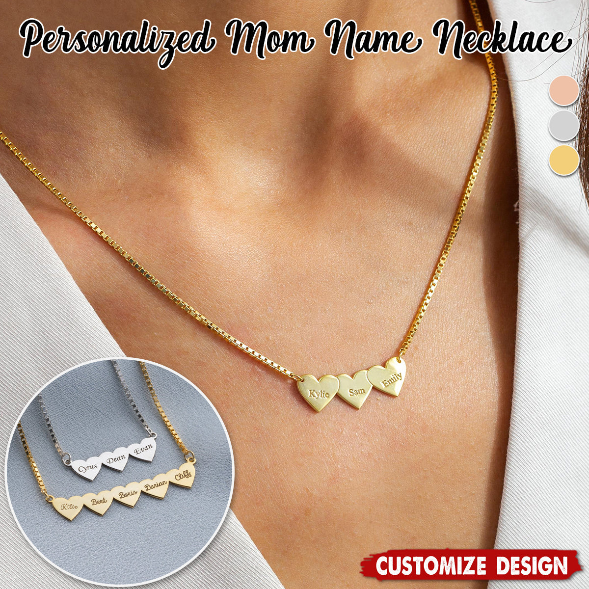 Personalized Name Hearts Necklace-Mother's Day Gift