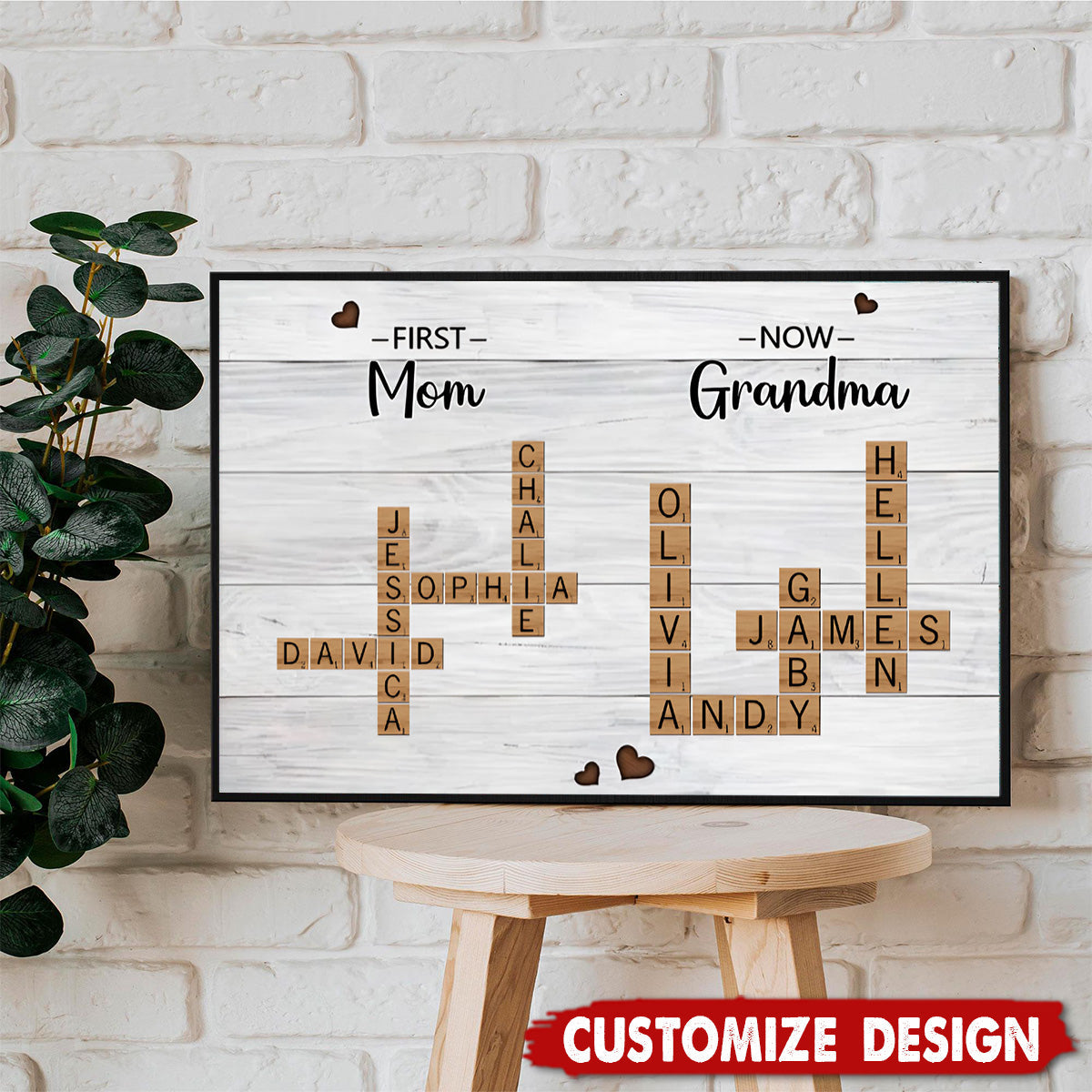 First Mom Now Grandma Crossword Puzzle Art Personalized Poster, Gift For Grandma, Mom