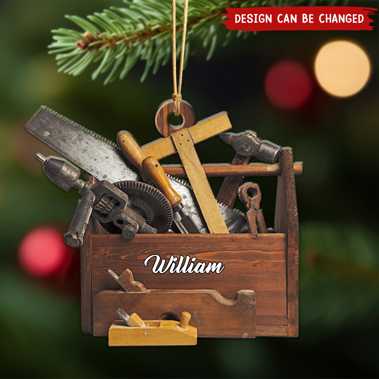 Personalized Carpenter Tool Box With Name Ornament