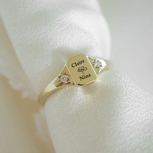 Custom Name Personalized Rings With 2 Birthstones, Gift for Mother & Daughter