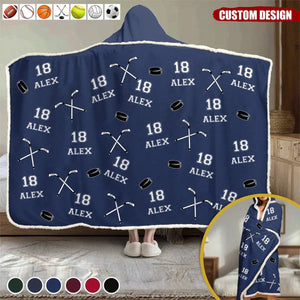 Gift For Football,Soccer,Hockey,Softball,Baseball,Volleyball Lover - Personalized Sport Wearable Hooded Blanket