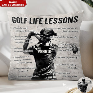 Gift For Golf Lovers-Personalized Golf Life Lessons Pillow