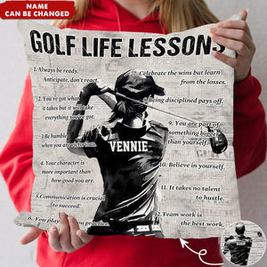 Gift For Golf Lovers-Personalized Golf Life Lessons Pillow