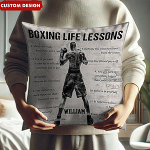 Personalized Boxing Life Lessons Pillow - Gift For Boxing Lovers