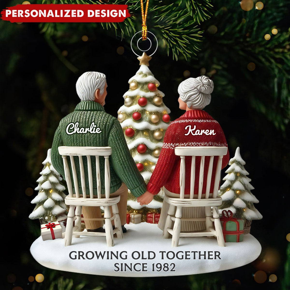 Growing Old Together-Personalized Ornament-Gift For Couple-2024 New Release