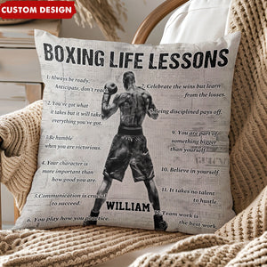 Personalized Boxing Life Lessons Pillow - Gift For Boxing Lovers