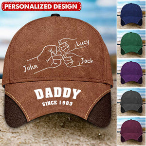 Hand Punch Line Sketch Dad Since - Personalized Classic Cap