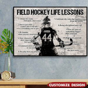 Personalized Field Hockey Life Lessons Poster-Gift For Field Hockey Lovers