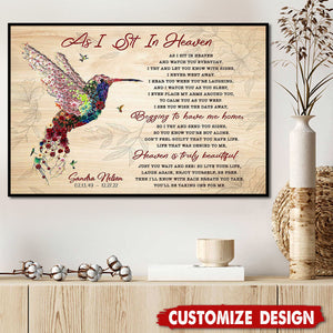 As I Sit In Heaven-Personalized Memorial Hummingbird Poster