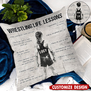 Personalized Wrestling Boy/Girl Life Lessons Pillow-Gift For Wrestling Young Lovers