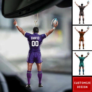 Personalized Rugby Player Car Ornament - Gifts For Rugby Lovers