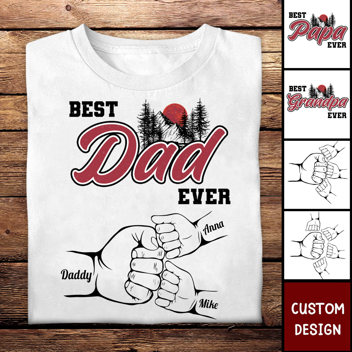 Best Dad Ever Fist Bump Custom Kids' Names - Personalized Shirt - yeetcat