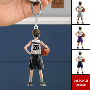 Personalized Kid Basketball Player Keychain - Gift For Basketball Lover