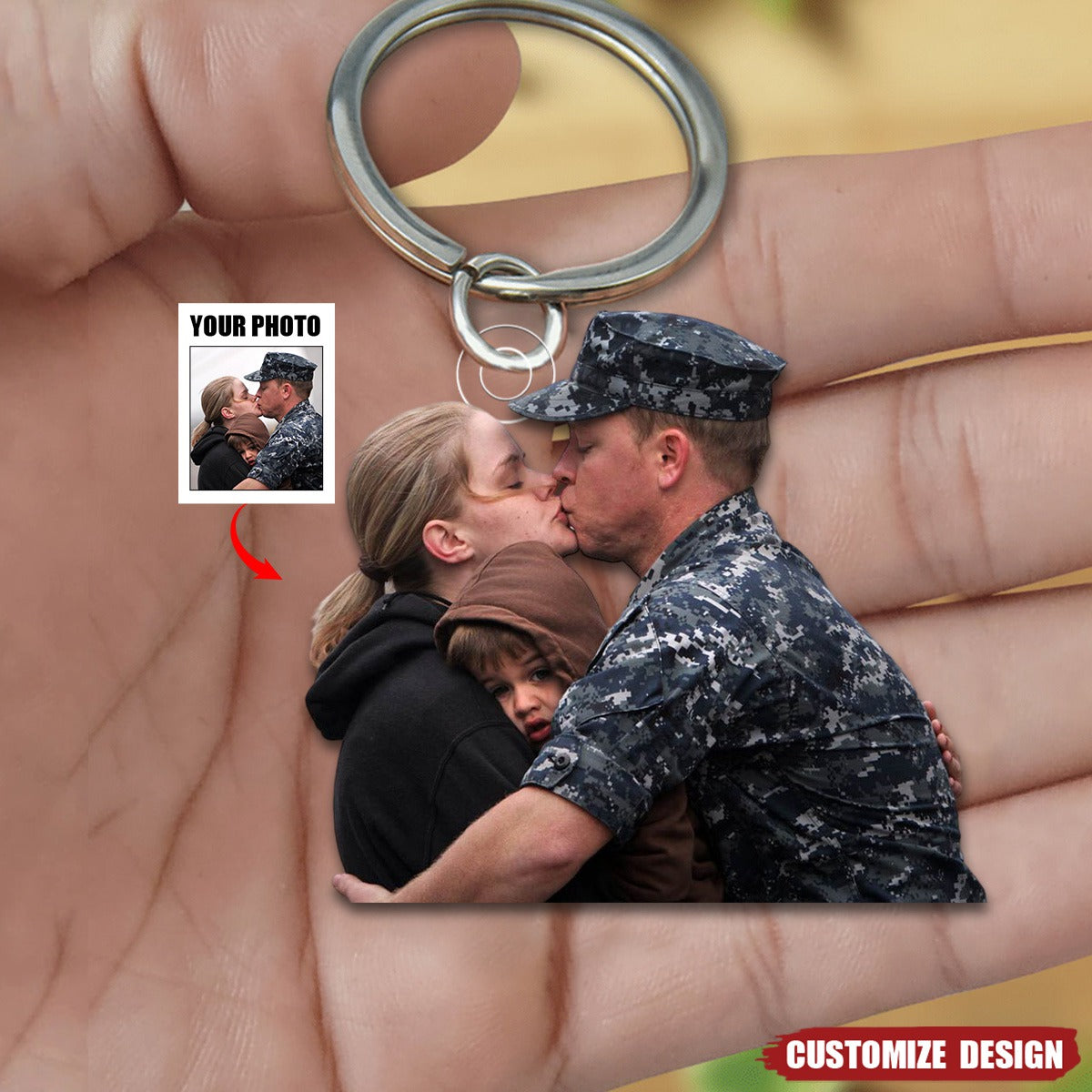 Personalized Upload Photo Keychain - Gift For Military
