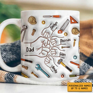 Gift For Dad Grandpa Fist Bump - Personalized 3D Inflated Mug