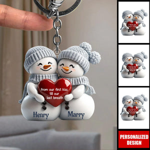 2024 New Release Couple Snowman Personalized Acrylic Keychain