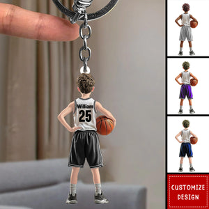 Personalized Kid Basketball Player Keychain - Gift For Basketball Lover