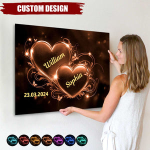 Double Heart Personalized Couple Poster, Anniversary Gift for Couple