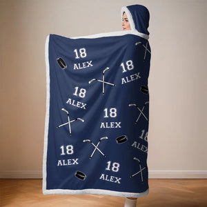 Gift For Football,Soccer,Hockey,Softball,Baseball,Volleyball Lover - Personalized Sport Wearable Hooded Blanket