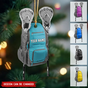 Personalized Hockey Bag Christmas Acrylic Ornament