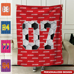 Personalized Cozy Baseball Basketball Number Soft Blanket with Name-Gift for Sports Lovers