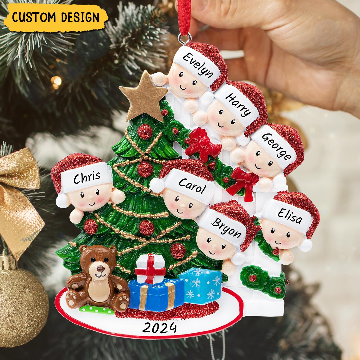 Personalized DIY Peeking Family Christmas Xmas Tree 3D Ornament