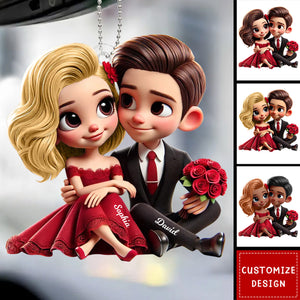 Romantic Elegant Valentine Couple Personalized Car Ornament-Gift For Couple