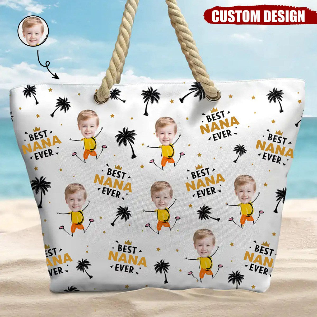 Custom Photo Best Nana Ever - Personalized Beach Bag