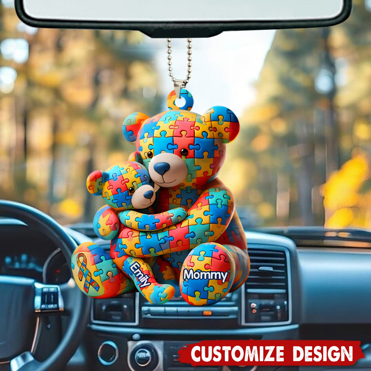 Personalized Gifts For Autism Ornament Bear Mother and Kid