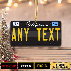 2024 New Release - Black License Plate For Any State Personalized Christmas Ornament