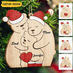 2024 New Release - Christmas Bear Family - Personalized Wooden Ornament