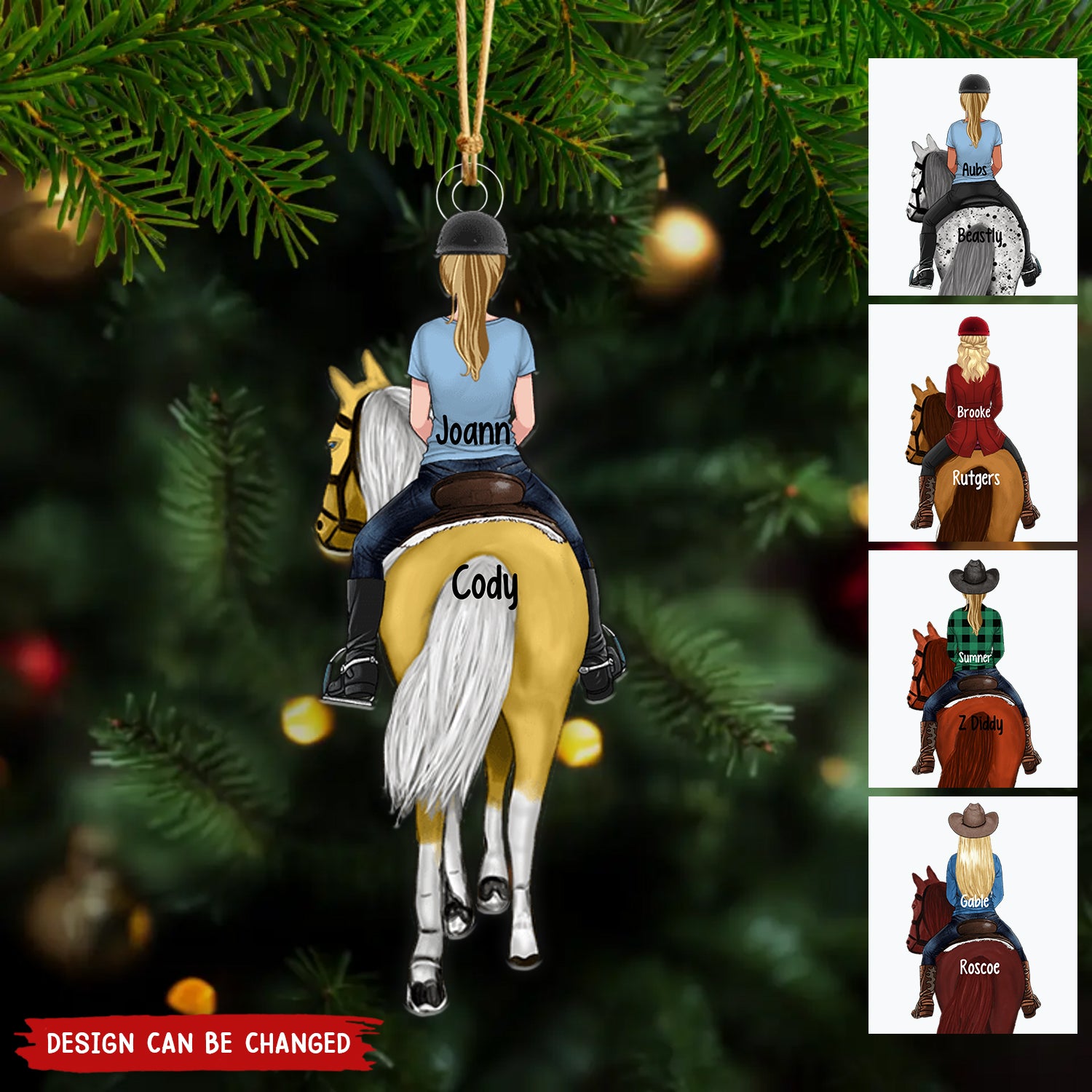 Horse Girl Back View Lived Happily Personalized Acrylic Christmas Ornament