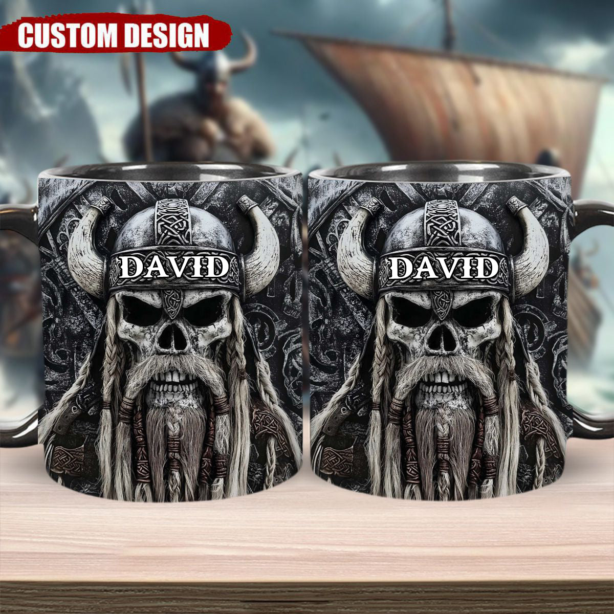 Vikings Skull - Personalized Viking Mug