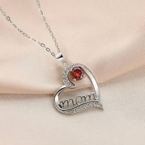 I Love You Mom Love Heart Personalized Birthstones Necklace-Mother's Day Gift