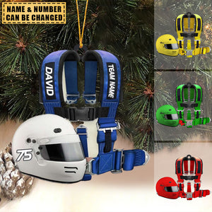 Racing Seat Belt And Helmet Personalized Christmas/ Car Hanging Ornament