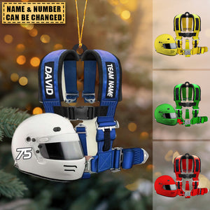 Racing Seat Belt And Helmet Personalized Christmas/ Car Hanging Ornament