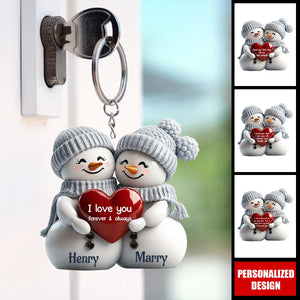 2024 New Release Couple Snowman Personalized Acrylic Keychain