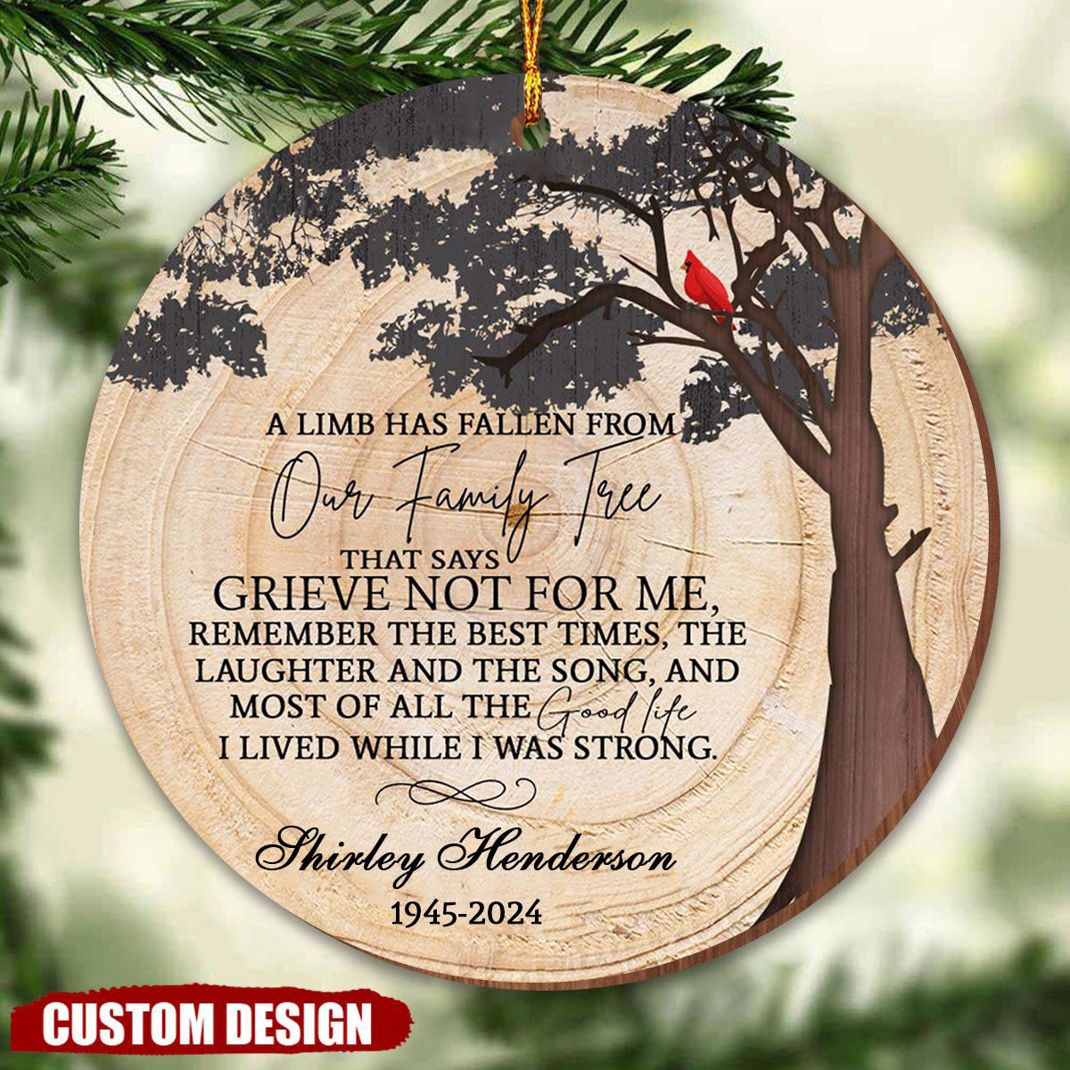 2024 New Release - A Limb Has Fallen Personalized Memorial Christmas Ornaments