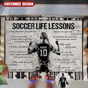 Personalized Soccer Life Lessons Doormat - Gift For Soccer Lovers