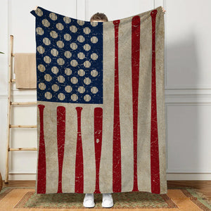 Baseball American Flag Blanket - Gift For Baseball Lovers