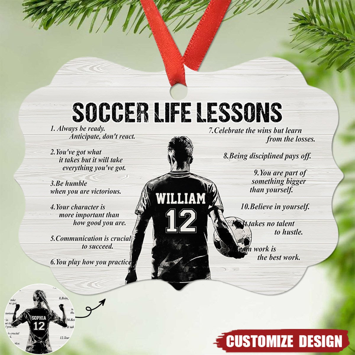 Personalized Soccer Life Lessons Wooden Ornament - Gift For Soccer Lovers