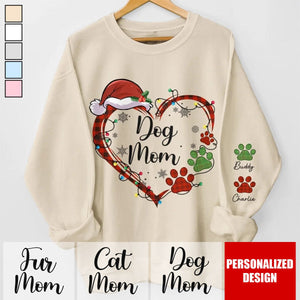 2024 New Release Mistletoe Kisses And Paw Prints In The Snow-Personalized Unisex Sweatshirt-Christmas Gift For Pet Owners, Pet Lovers